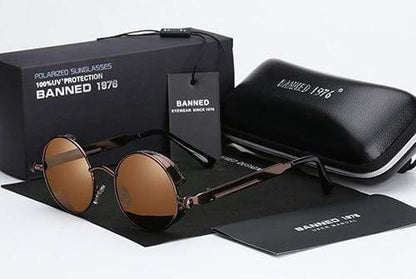 Retro Round Polarised Steampunk Sunglasses – Argo