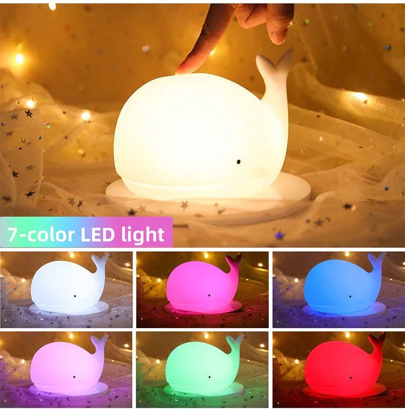 Cute Whale Night Light with Colour Change - GlowWhale