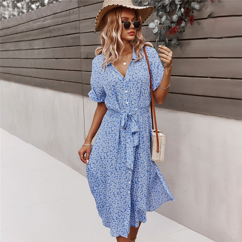 Boho Flower Midi Dress - Isla