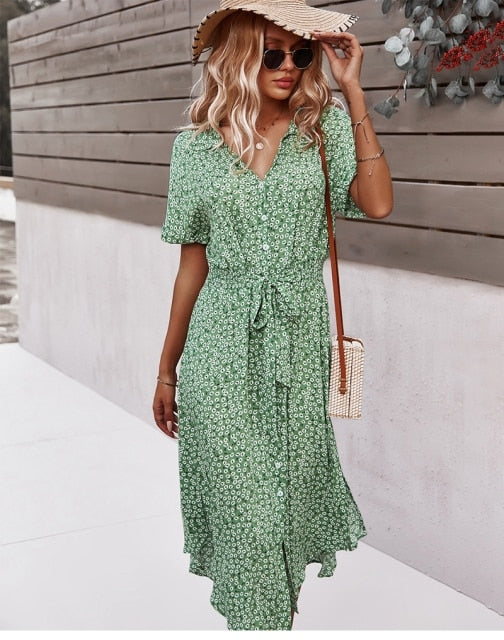 Boho Flower Midi Dress - Isla
