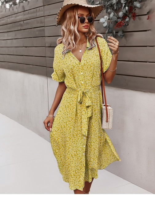 Boho Flower Midi Dress - Isla