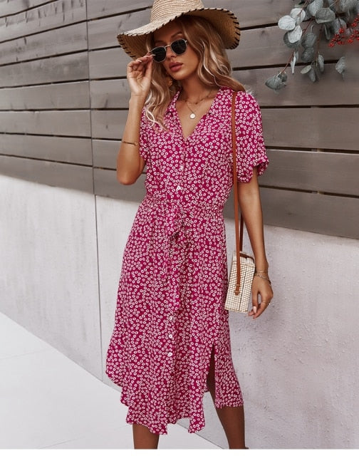 Boho Flower Midi Dress - Isla