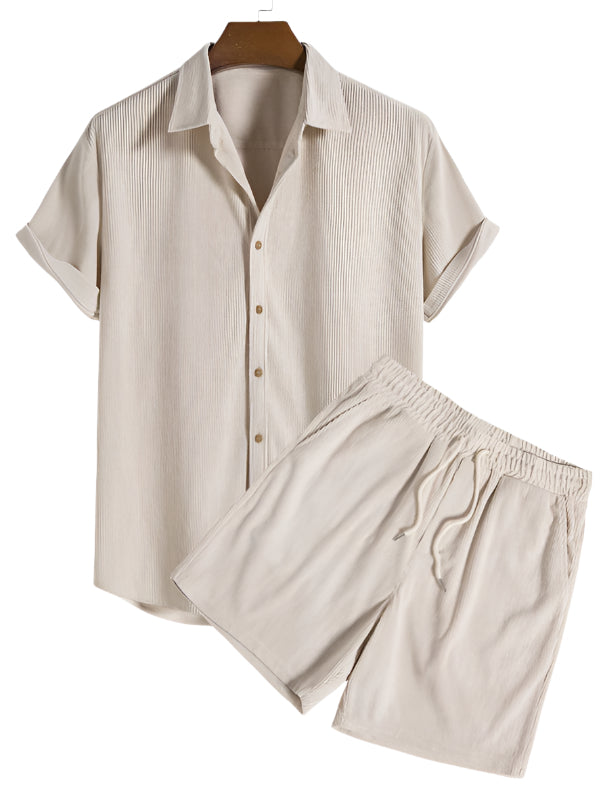 Trendy men's summer set with striped design - Beach Style