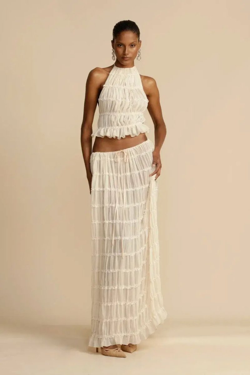 Trendy ladies' summer two-piece with halter top & maxi skirt – Lorena