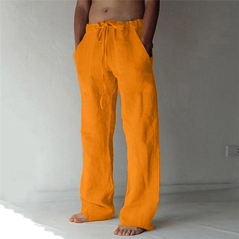 Casual men's linen trousers with a wide cut for summer – Elias
