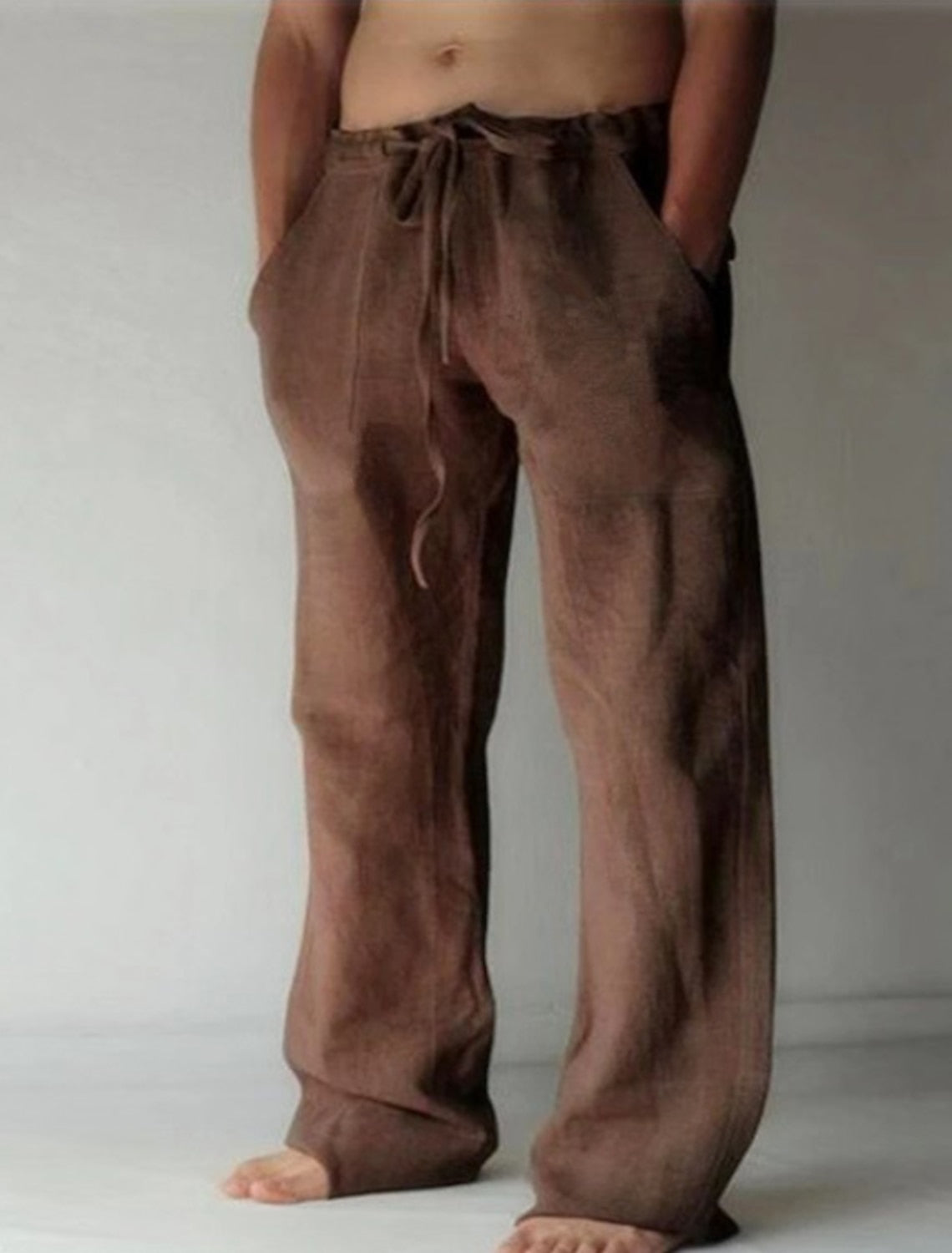 Casual men's linen trousers with a wide cut for summer – Elias