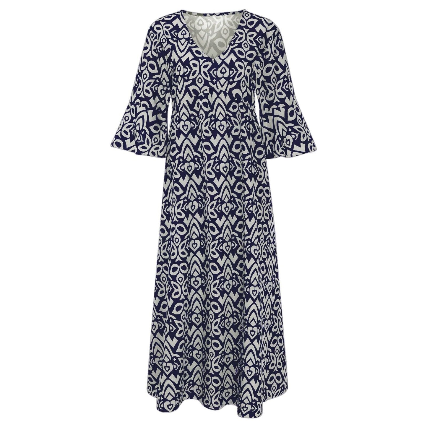 Long Floral Dress with V-neck – Liora