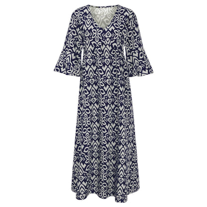 Long Floral Dress with V-neck – Liora