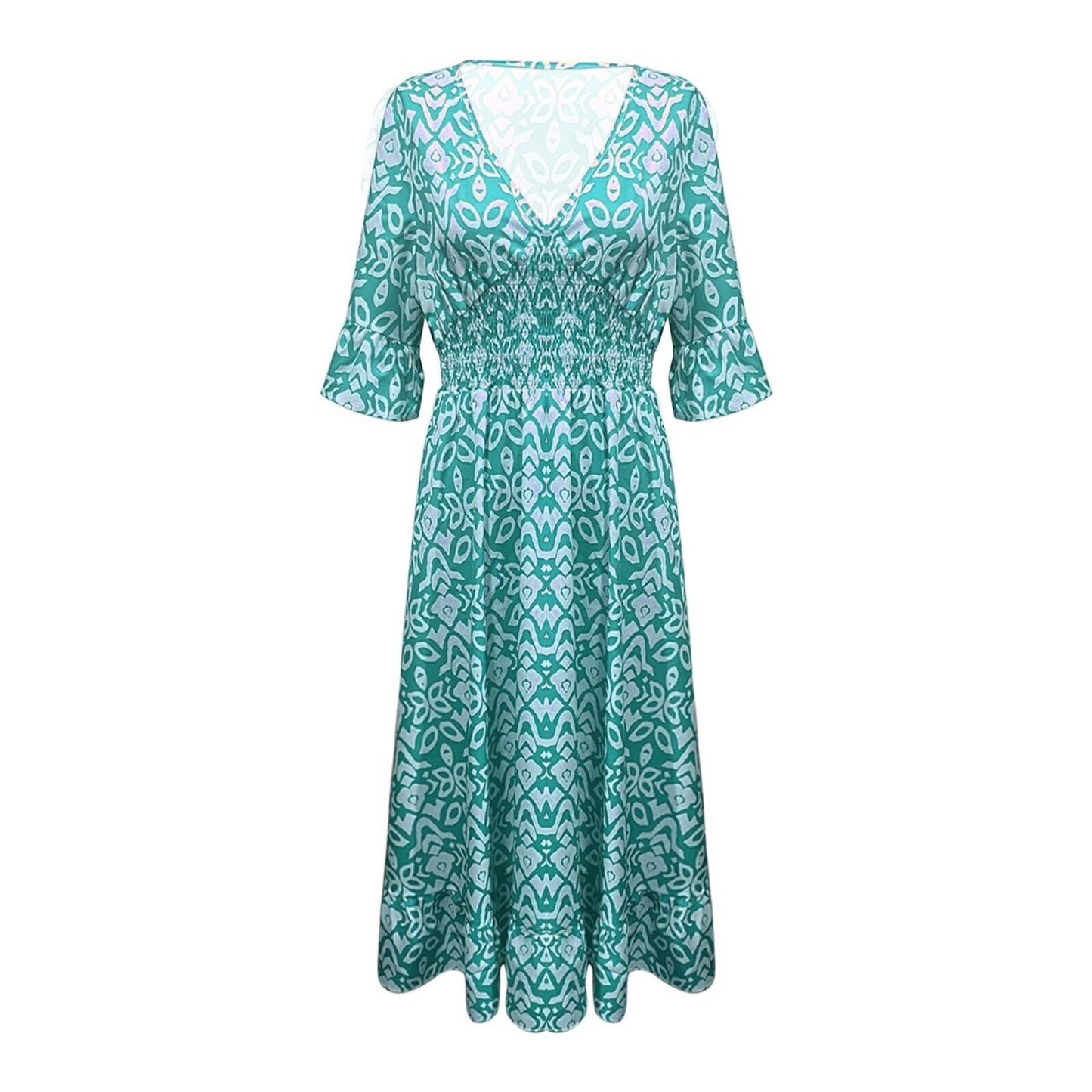 Long Floral Dress with V-neck – Liora