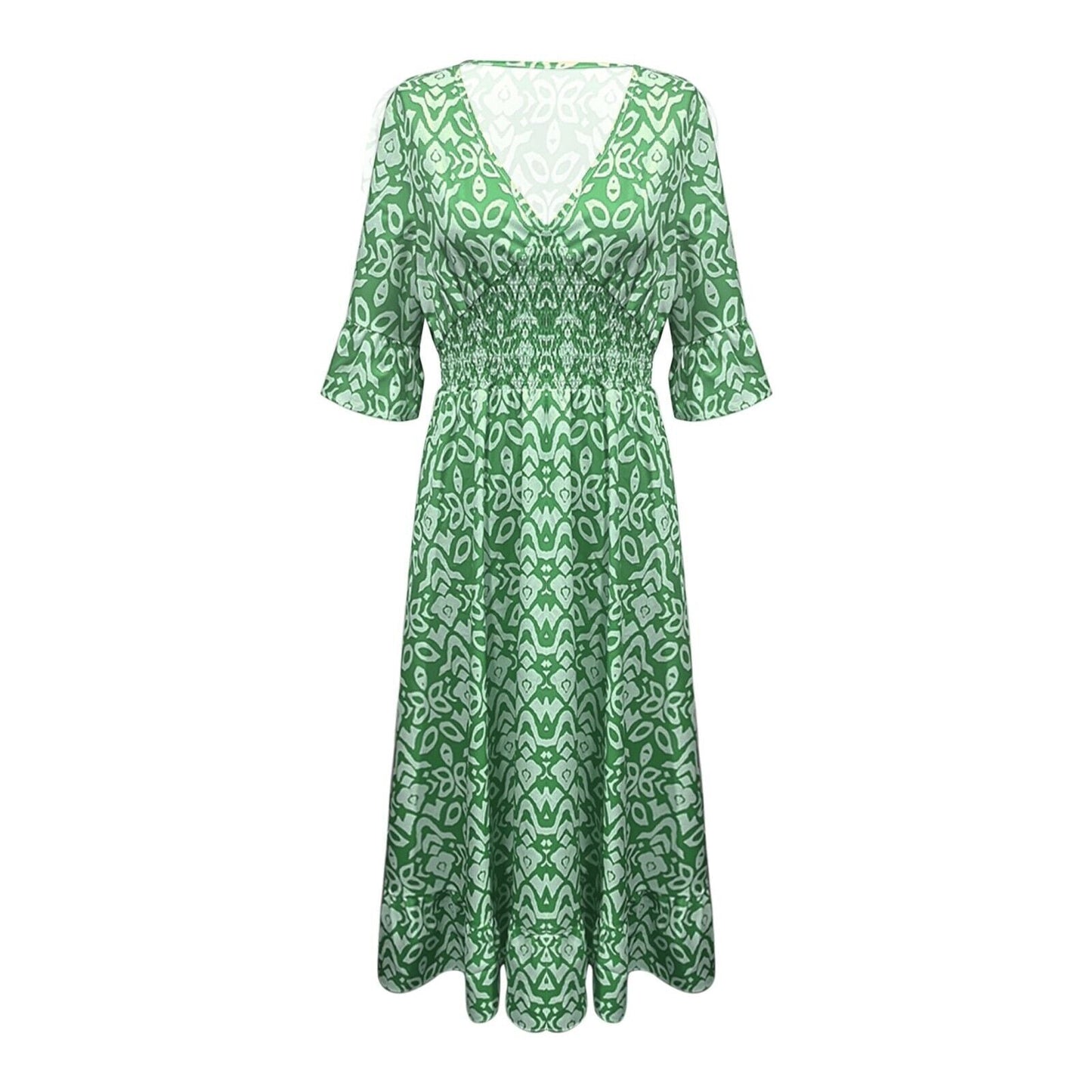 Long Floral Dress with V-neck – Liora