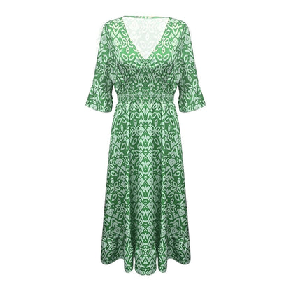 Long Floral Dress with V-neck – Liora