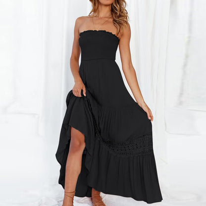 Off-the-shoulder maxi dress with lace details – Isaline