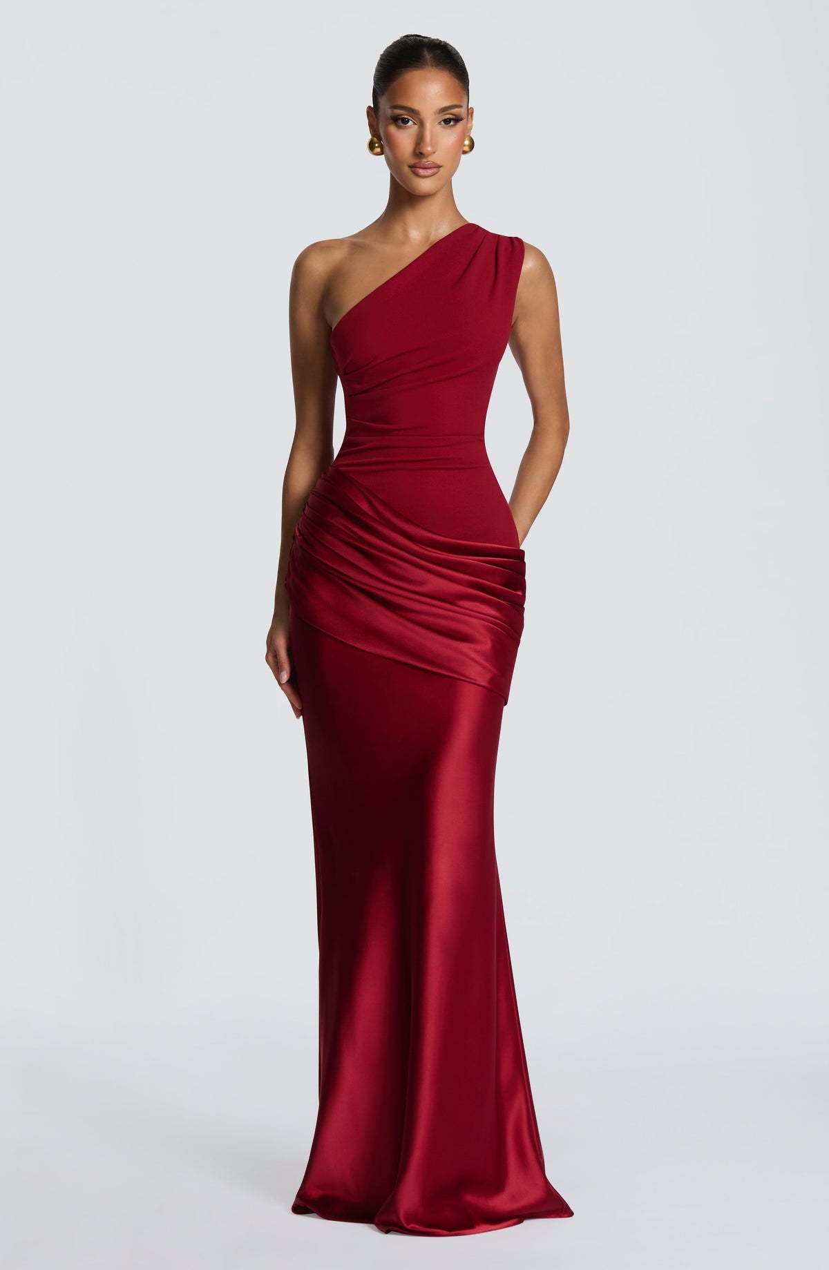 Abbey One-Shoulder Satin Maxi Dress 21