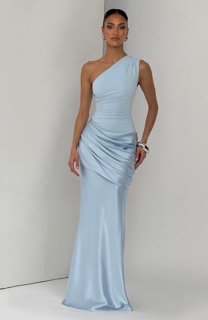 Abbey One-Shoulder Satin Maxi Dress 4