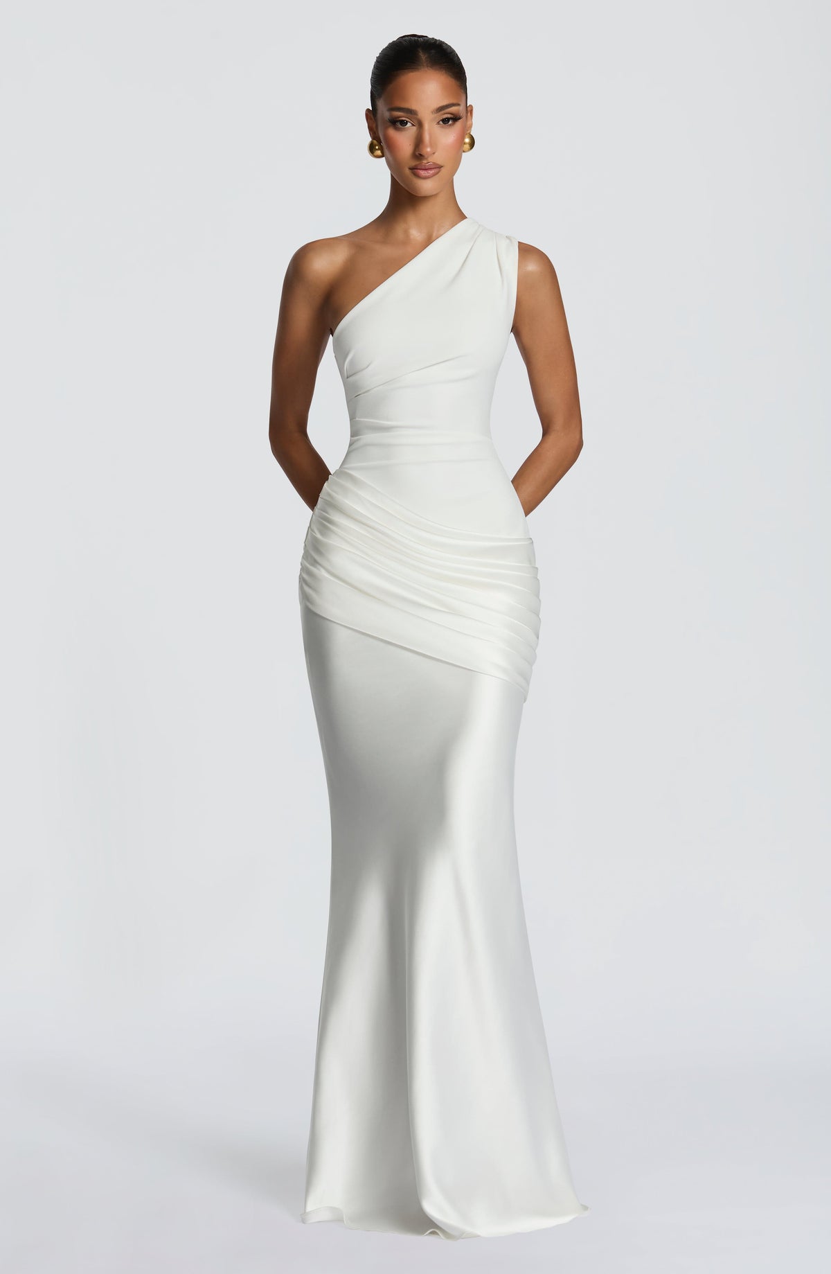 Abbey One-Shoulder Satin Maxi Dress 25