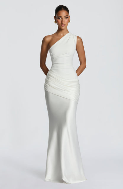 Abbey One-Shoulder Satin Maxi Dress 25