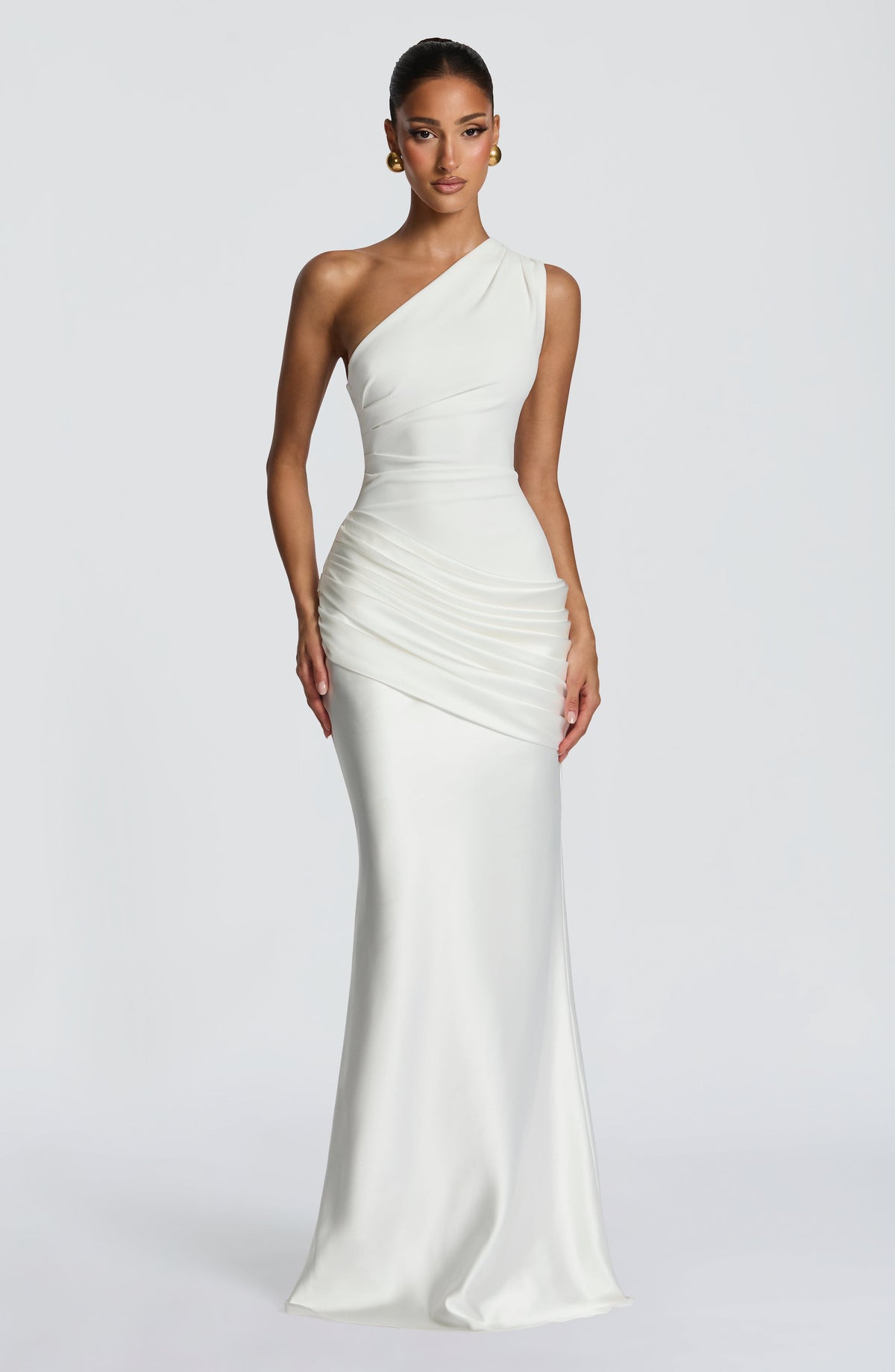 Abbey One-Shoulder Satin Maxi Dress 22