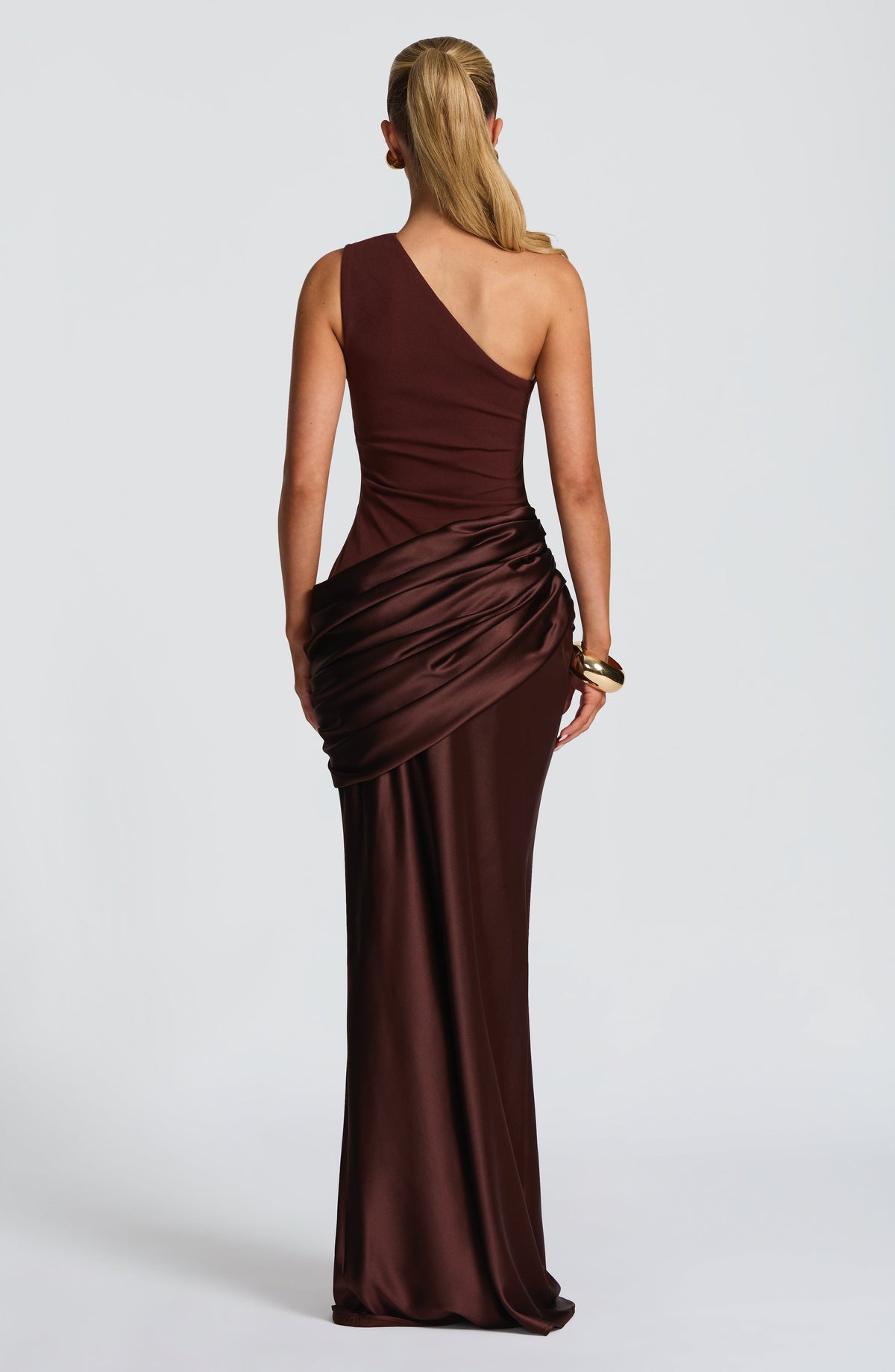 Abbey One-Shoulder Satin Maxi Dress 11