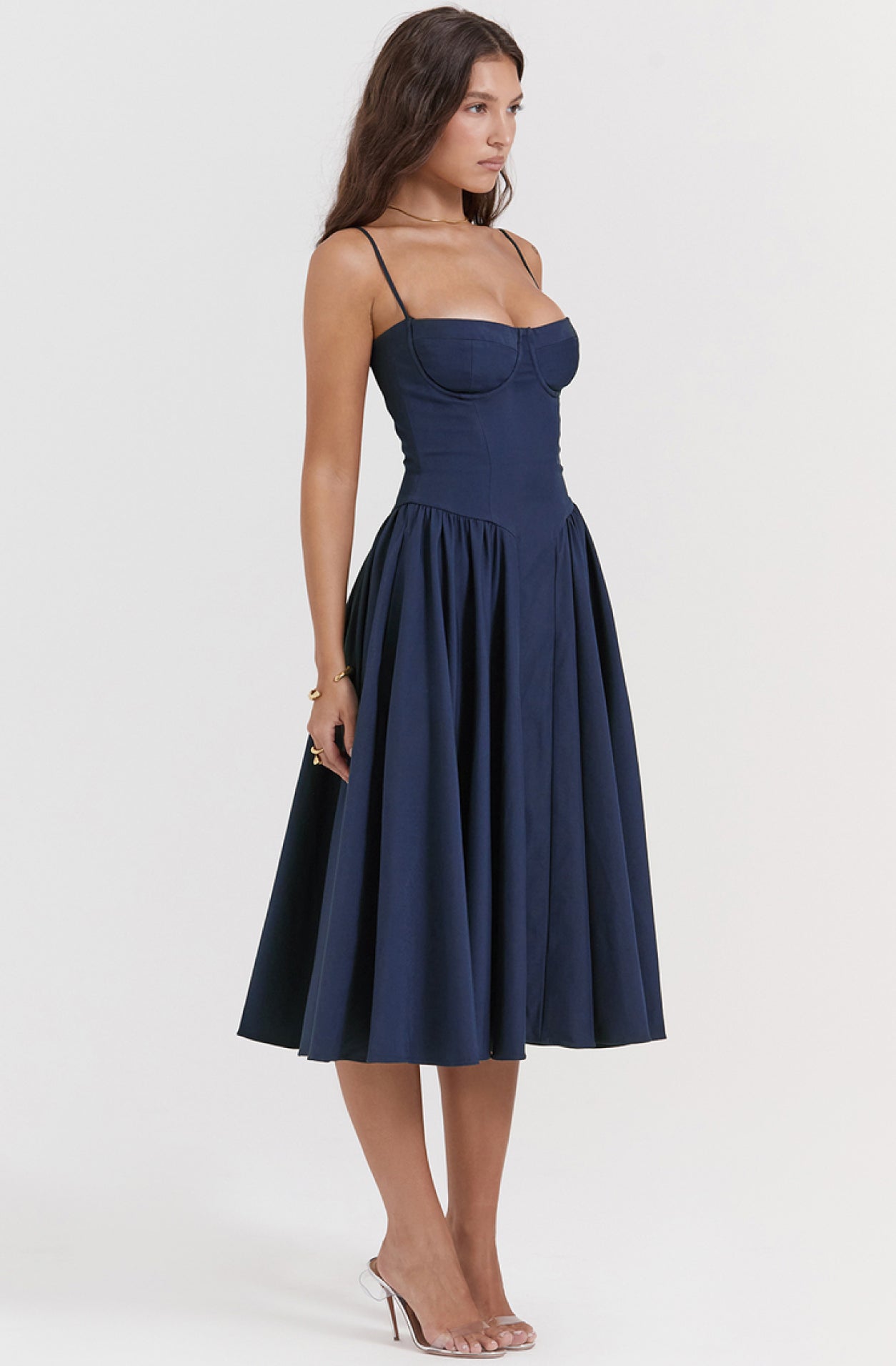 Stylish summer dress with spaghetti straps and a waist cinch – Mira