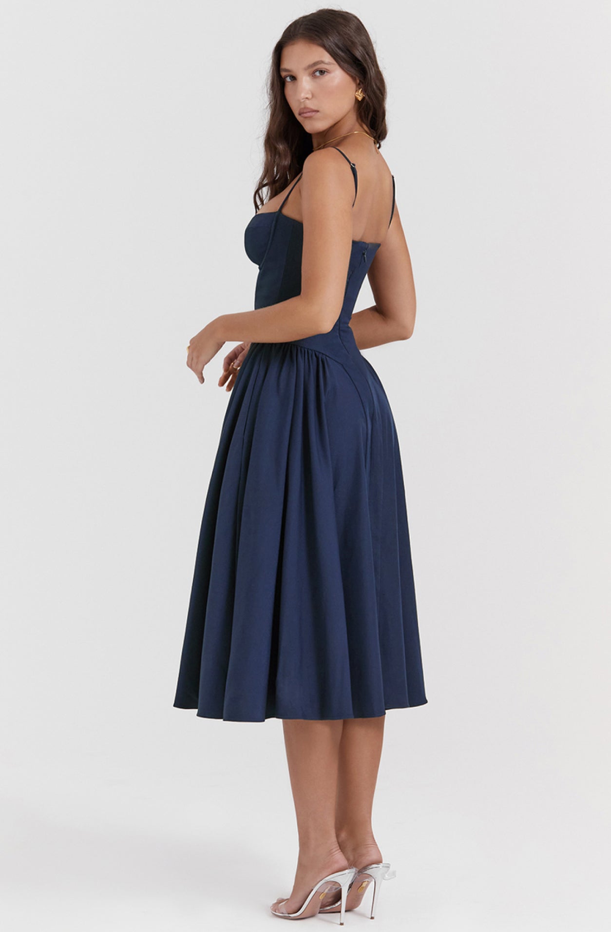 Stylish summer dress with spaghetti straps and a waist cinch – Mira