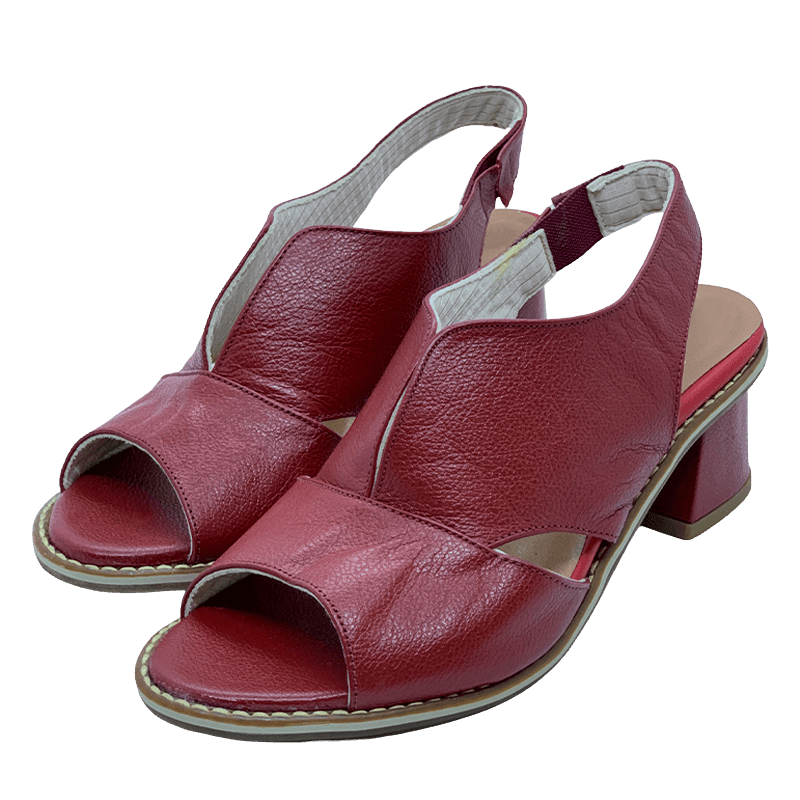 Women’s leather sandals with heel & comfort footbed – Selina