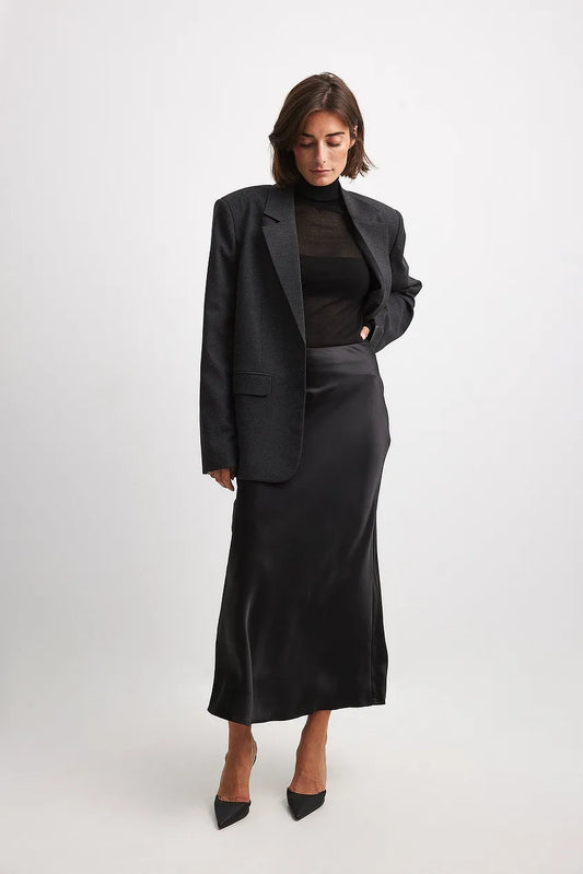 Satinette ladies' skirt with high waist – Elena
