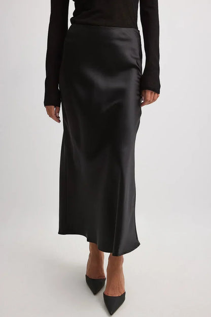 Satinette ladies' skirt with high waist – Elena