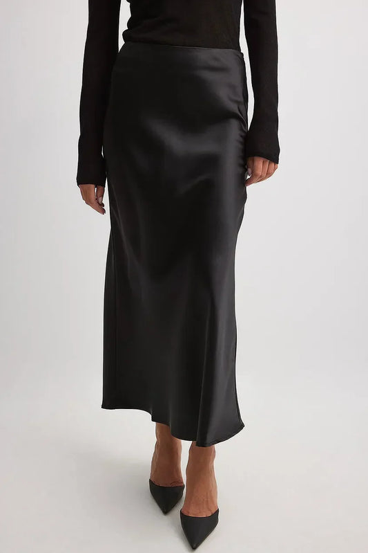 Satinette ladies' skirt with high waist – Elena
