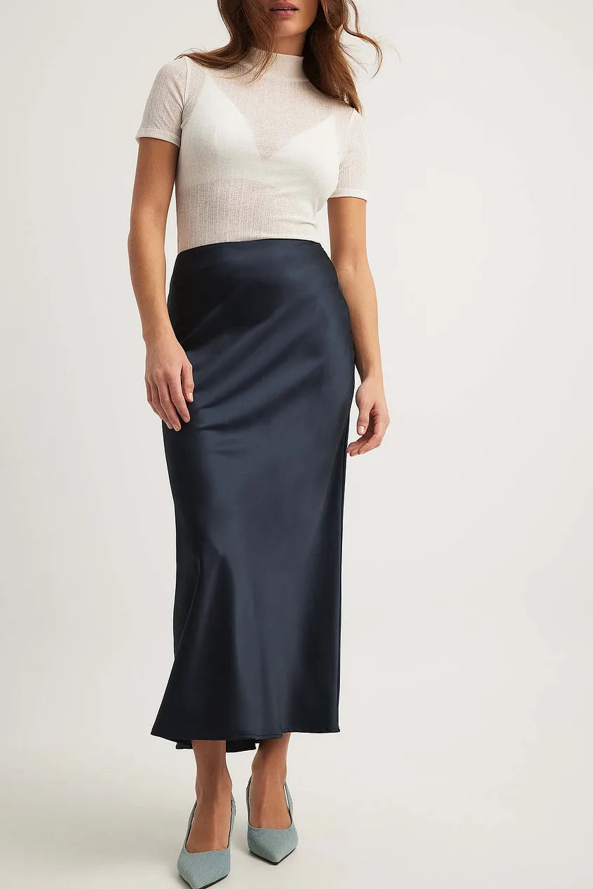Satinette ladies' skirt with high waist – Elena