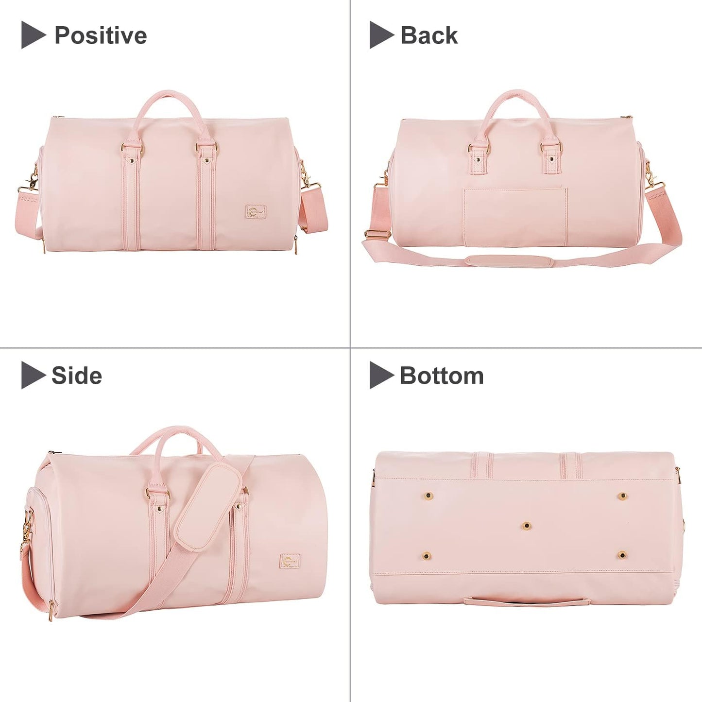 Convertible PU-leather garment duffel – hand-luggage weekender travel bag