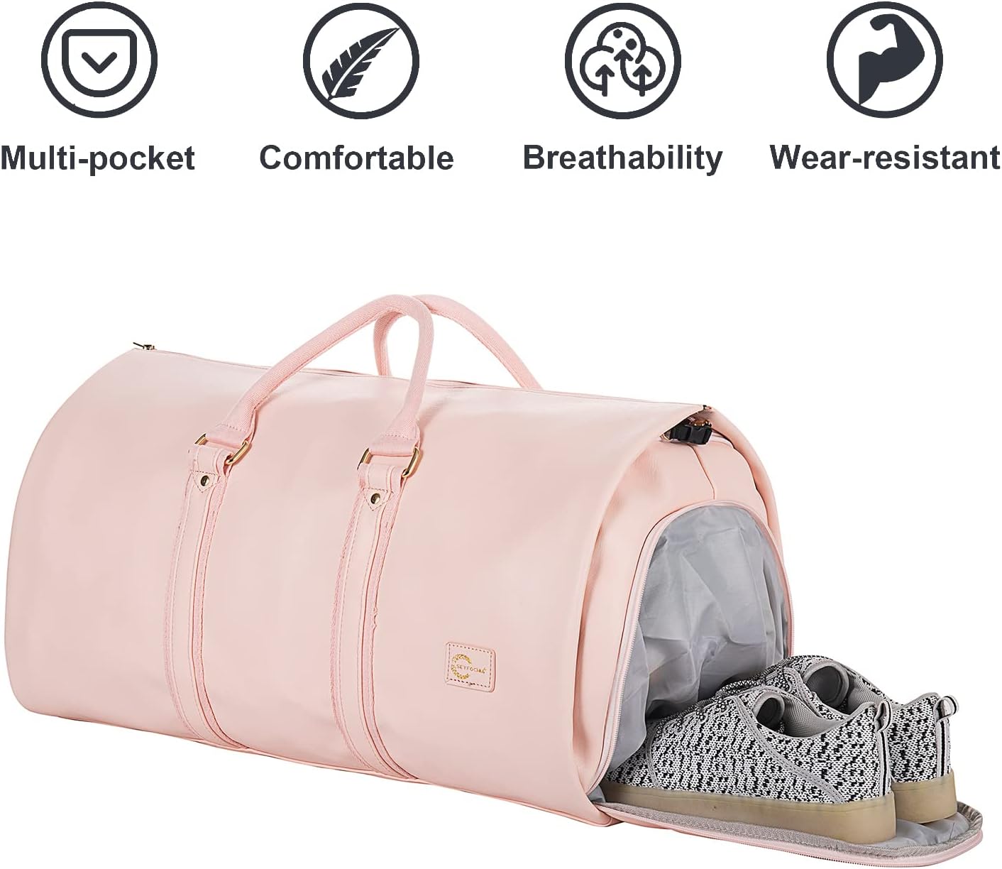 Convertible PU-leather garment duffel – hand-luggage weekender travel bag
