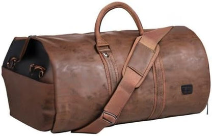 Convertible PU-leather garment duffel – hand-luggage weekender travel bag