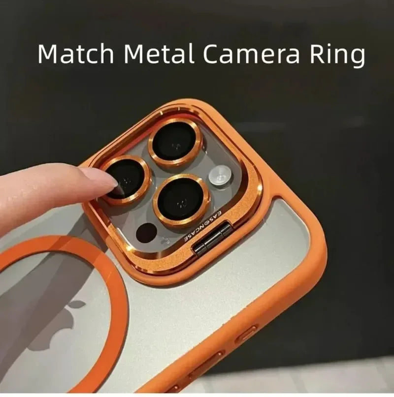 Shockproof Magnetic Phone Case with Glass Lens Guard & Stand – 1+1 FREE-Grey-For iPhone 16Pro Max-State of Style