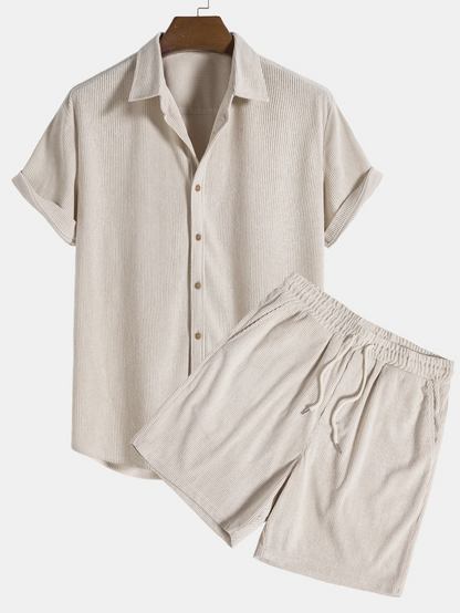 Stylish men's summer set with shirt and cord shorts - SommerKern