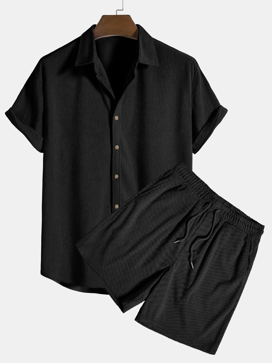 Stylish men's summer set with shirt and cord shorts - SommerKern