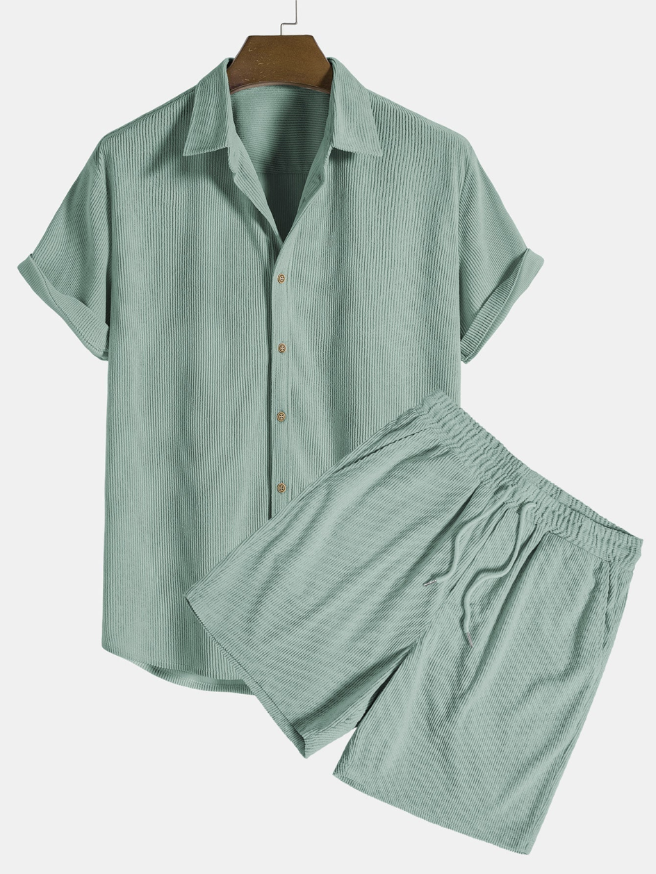 Stylish men's summer set with shirt and cord shorts - SommerKern