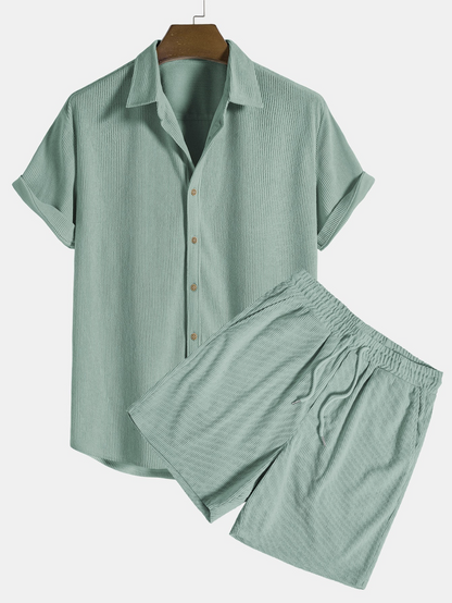 Stylish men's summer set with shirt and cord shorts - SommerKern