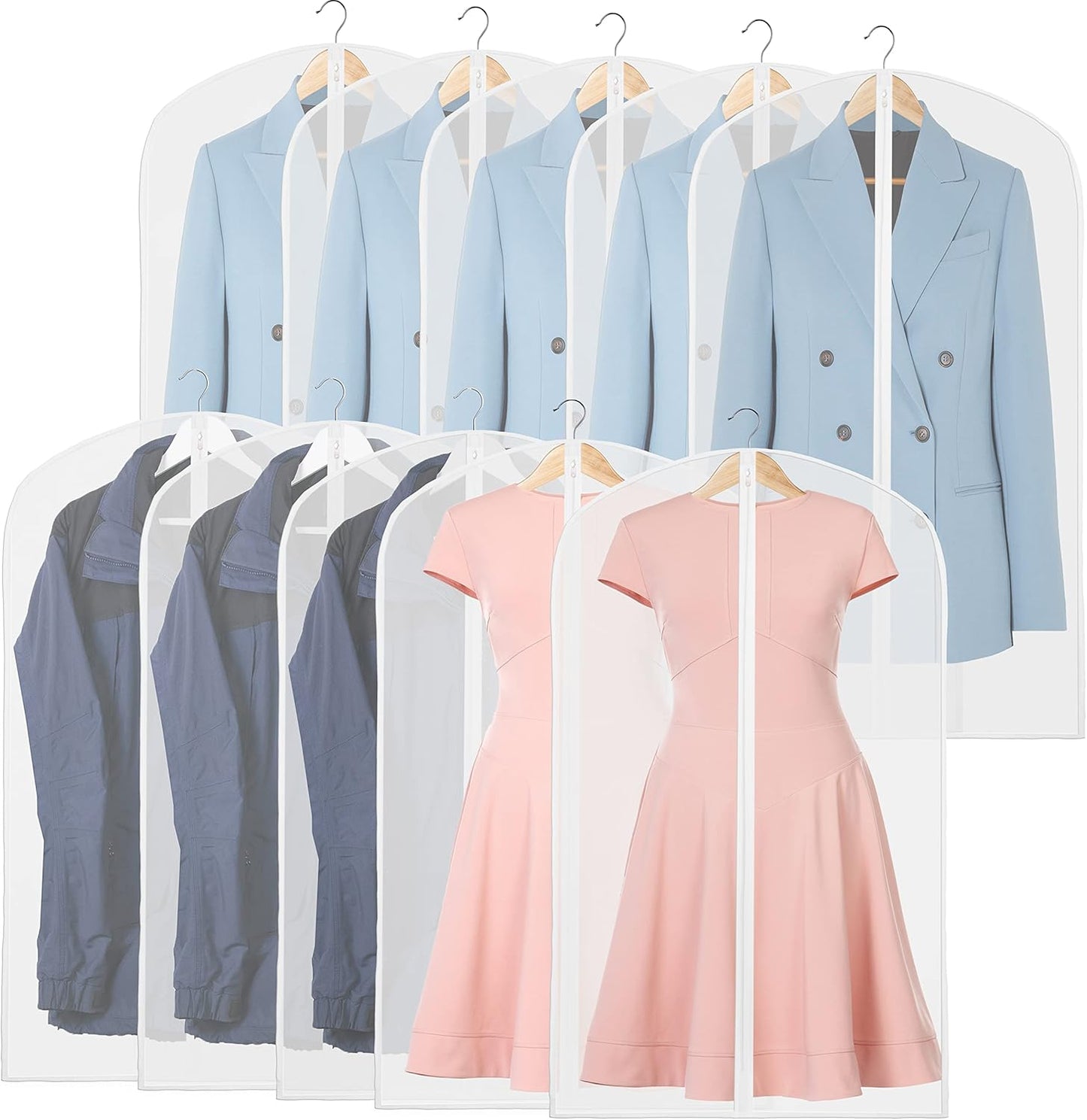 Autumnal Clear Full-Length Garment Bags – 10-Pack Suit and Dress Storage Bags (Buy 1, Get 1 FREE)