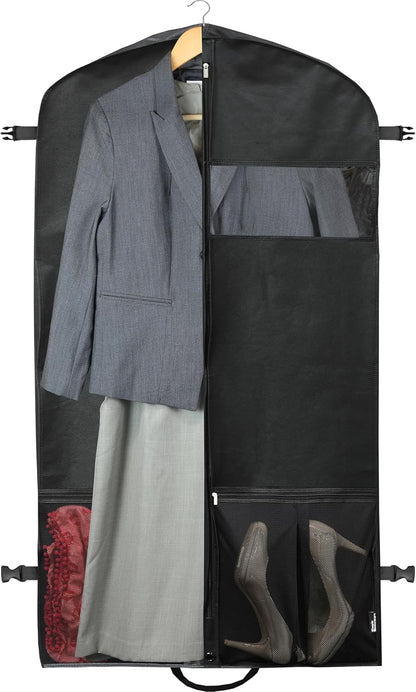 Heavy-duty travel garment bag with compartments – 2 for the price of 1. Limited-time offer.