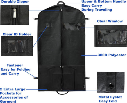 Heavy-duty travel garment bag with compartments – 2 for the price of 1. Limited-time offer.