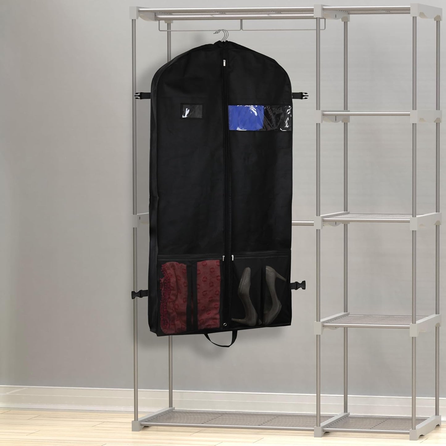 Heavy-duty travel garment bag with compartments – 2 for the price of 1. Limited-time offer.