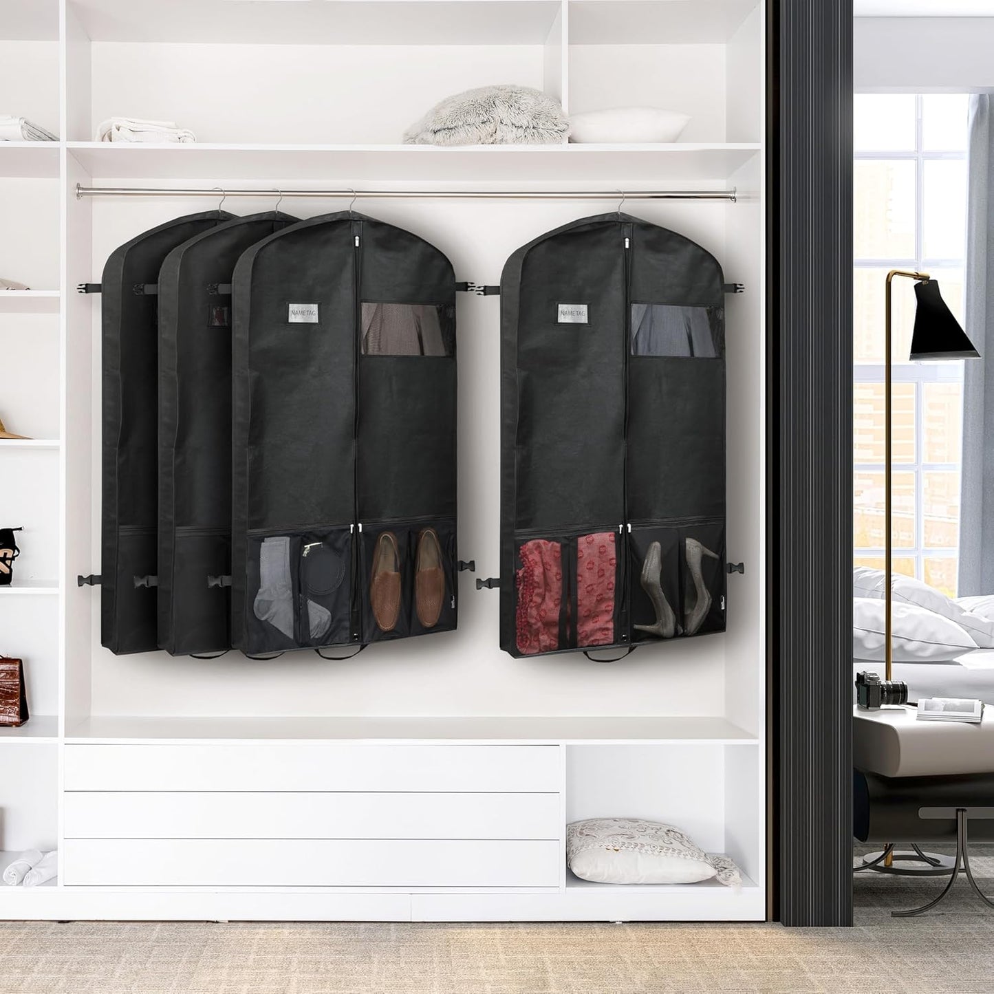Heavy-duty travel garment bag with compartments – 2 for the price of 1. Limited-time offer.