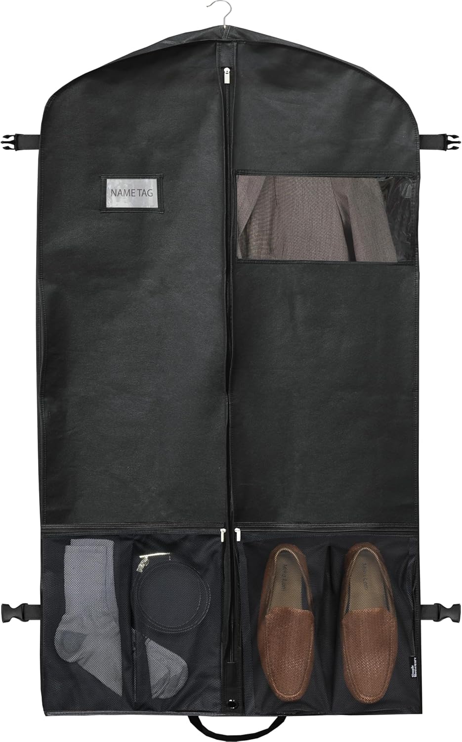 Heavy-duty travel garment bag with compartments – 2 for the price of 1. Limited-time offer.