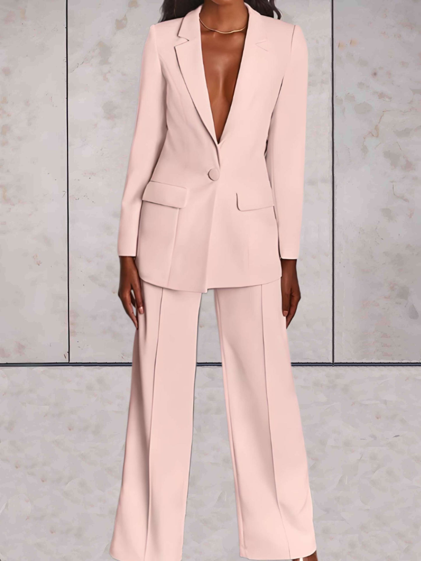 Ladies' business two-piece set with blazer & wide-leg trousers – Emilia