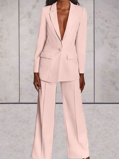 Ladies' business two-piece set with blazer & wide-leg trousers – Emilia