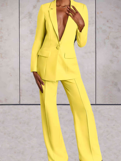 Ladies' business two-piece set with blazer & wide-leg trousers – Emilia