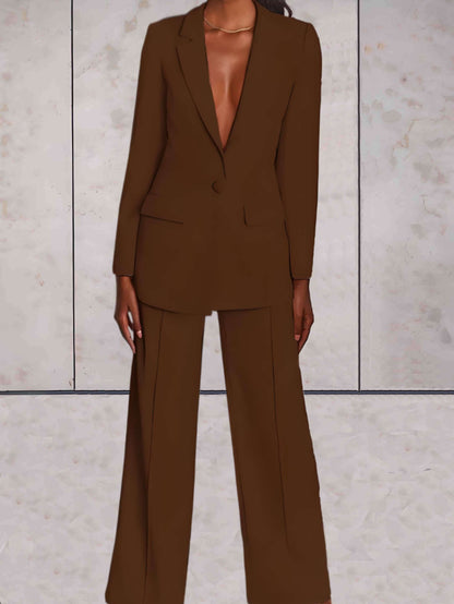Ladies' business two-piece set with blazer & wide-leg trousers – Emilia