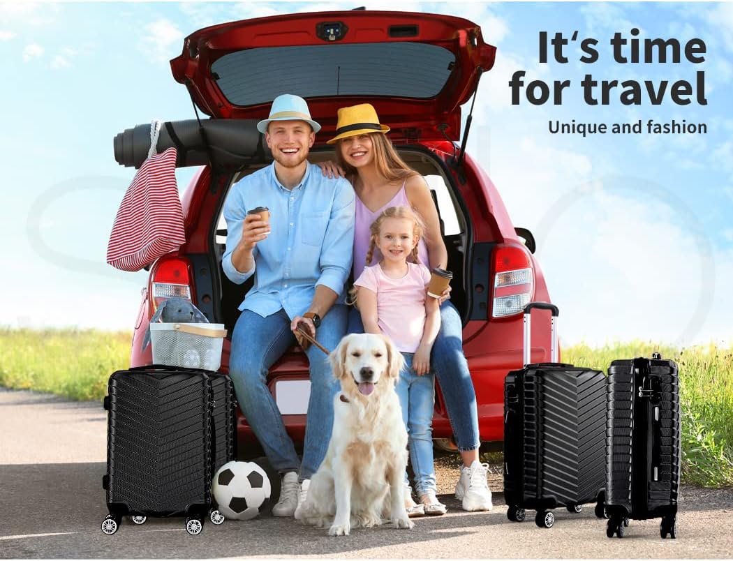 Compact carry-on suitcase with hard shell and 360° spinner wheels – Black