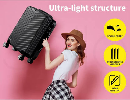 Compact carry-on suitcase with hard shell and 360° spinner wheels – Black