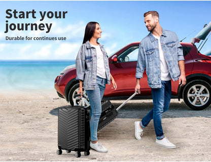 Compact carry-on suitcase with hard shell and 360° spinner wheels – Black